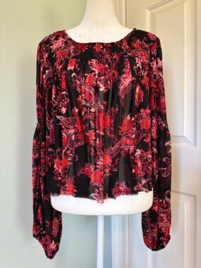 NWT Free People "Up for Anything" Western Shirt in Onyx Combo, Size Small